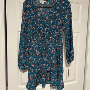 BeBop Teal and Red Floral Dress